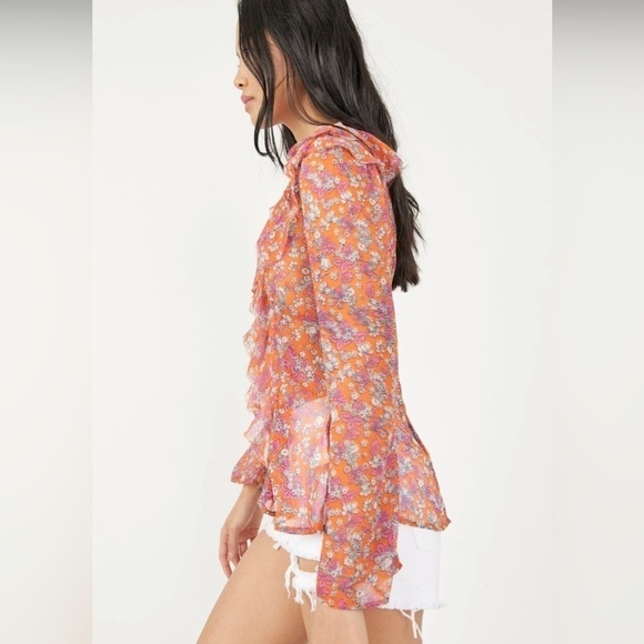 NWT  - Free People Nina Printed Top in Tulips Ditsy - Picture 3 of 7